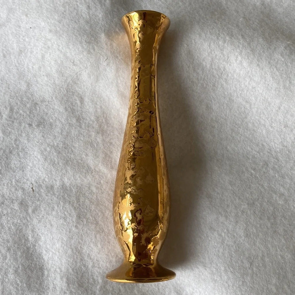 Holley Ross Weeping Gold Splatter Bud Vase Vintage